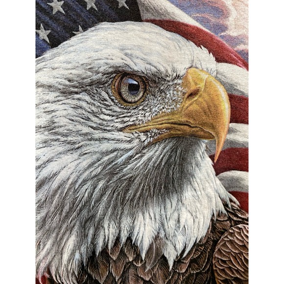 The Mountain Bald Eagle American Flag Brown Tie Dye Vintage T Shirt Adult Medium - Picture 7 of 8